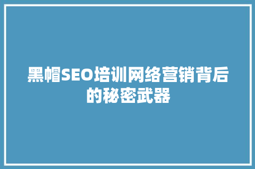 黑帽SEO培训网络营销背后的秘密武器 百度SEO