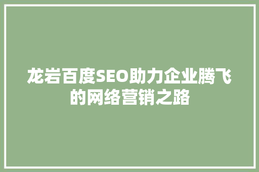龙岩百度SEO助力企业腾飞的网络营销之路 搜狗SEO