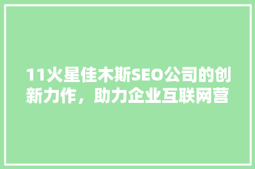 11火星佳木斯SEO公司的创新力作，助力企业互联网营销新篇章 神马SEO