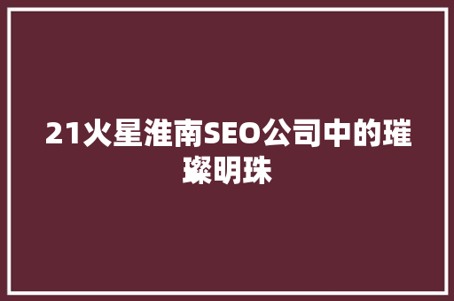 21火星淮南SEO公司中的璀璨明珠 百度SEO