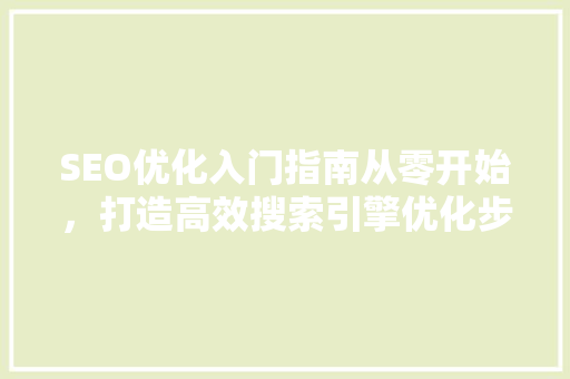 SEO优化入门指南从零开始，打造高效搜索引擎优化步骤 百度SEO