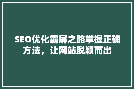 SEO优化霸屏之路掌握正确方法，让网站脱颖而出 百度SEO