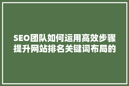 SEO团队如何运用高效步骤提升网站排名关键词布局的艺术 百度SEO