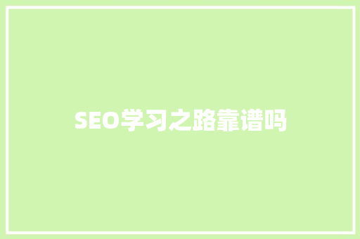 SEO学习之路靠谱吗 GoogleSEO