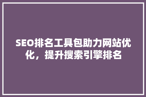 SEO排名工具包助力网站优化，提升搜索引擎排名 搜狗SEO