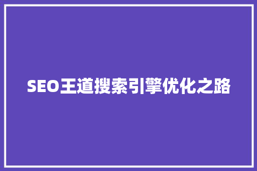 SEO王道搜索引擎优化之路 搜狗SEO