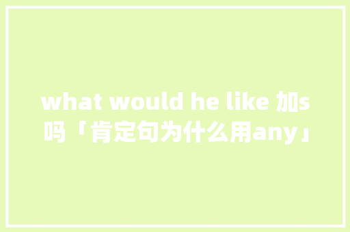 what would he like 加s吗「肯定句为什么用any」