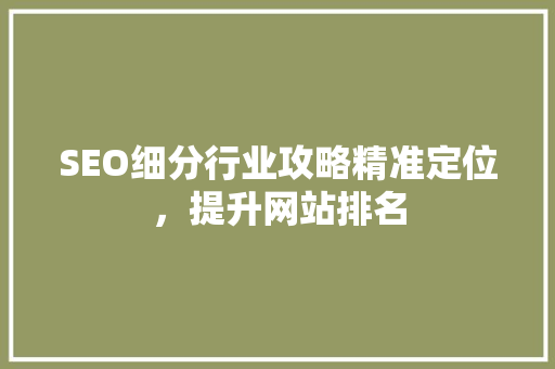 SEO细分行业攻略精准定位，提升网站排名