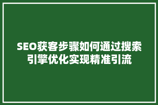SEO获客步骤如何通过搜索引擎优化实现精准引流 百度SEO