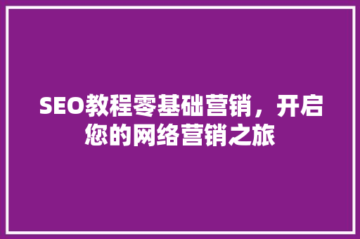 SEO教程零基础营销，开启您的网络营销之旅 GoogleSEO