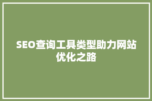 SEO查询工具类型助力网站优化之路 GoogleSEO