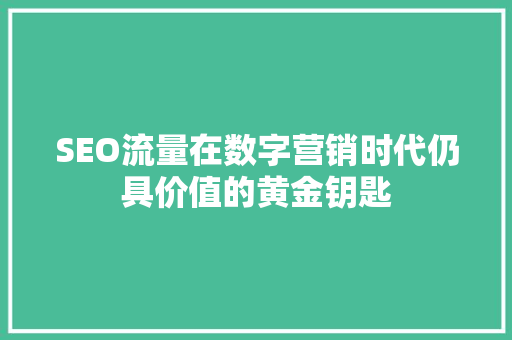 SEO流量在数字营销时代仍具价值的黄金钥匙 百度SEO