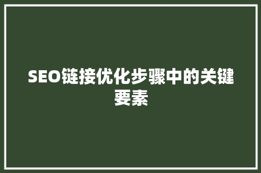 SEO链接优化步骤中的关键要素 百度SEO