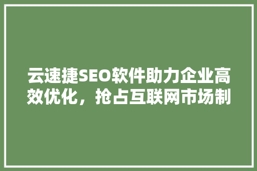 云速捷SEO软件助力企业高效优化，抢占互联网市场制高点 必应SEO