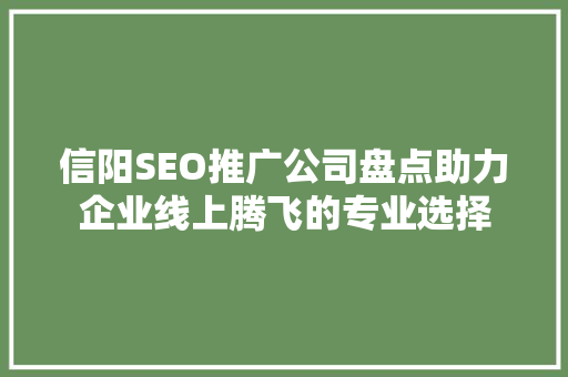 信阳SEO推广公司盘点助力企业线上腾飞的专业选择 百度SEO