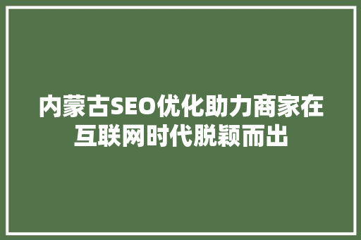 内蒙古SEO优化助力商家在互联网时代脱颖而出 必应SEO