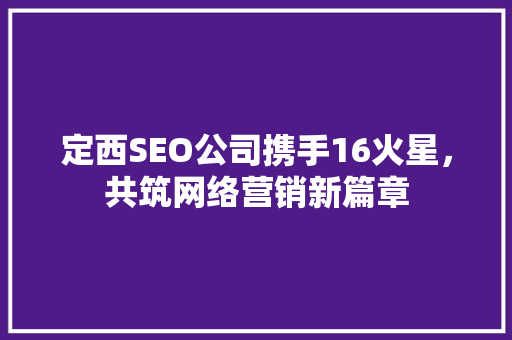 定西SEO公司携手16火星，共筑网络营销新篇章 GoogleSEO
