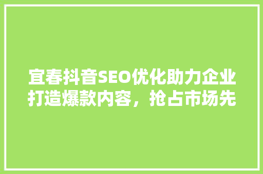 宜春抖音SEO优化助力企业打造爆款内容，抢占市场先机 搜狗SEO
