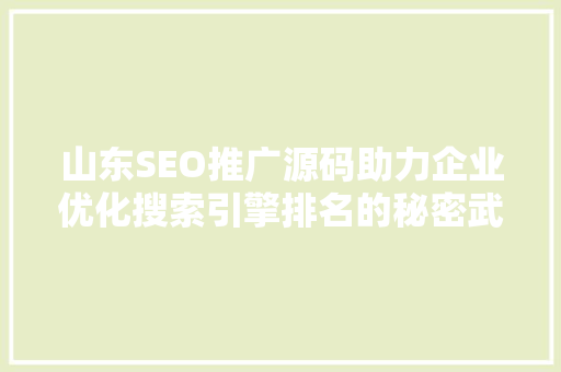 山东SEO推广源码助力企业优化搜索引擎排名的秘密武器 百度SEO