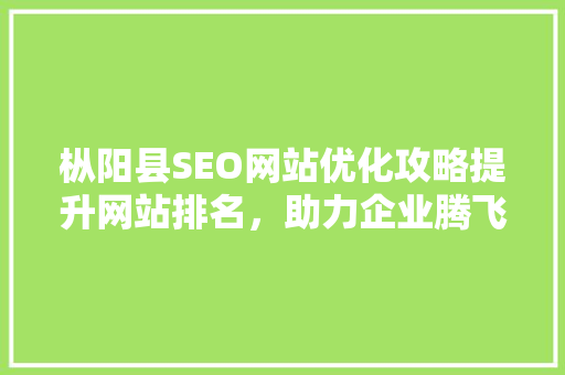 枞阳县SEO网站优化攻略提升网站排名，助力企业腾飞