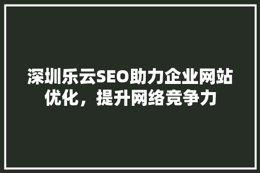 深圳乐云SEO助力企业网站优化，提升网络竞争力 百度SEO