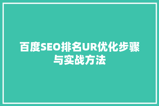 百度SEO排名UR优化步骤与实战方法 必应SEO