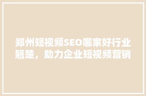 郑州短视频SEO哪家好行业翘楚，助力企业短视频营销新突破 GoogleSEO