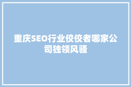 重庆SEO行业佼佼者哪家公司独领风骚 百度SEO