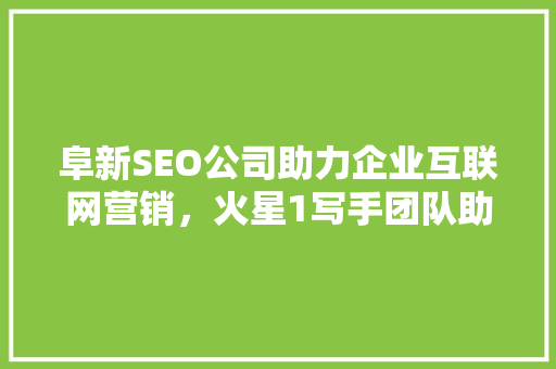 阜新SEO公司助力企业互联网营销，火星1写手团队助您脱颖而出 GoogleSEO