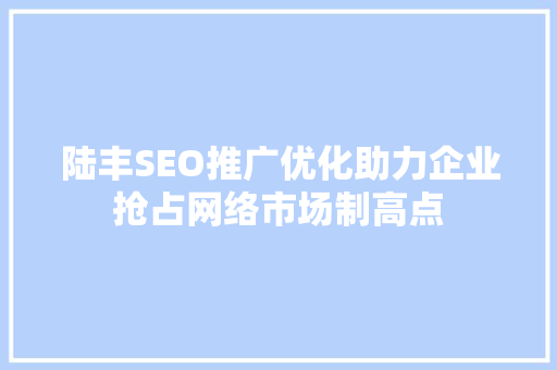 陆丰SEO推广优化助力企业抢占网络市场制高点