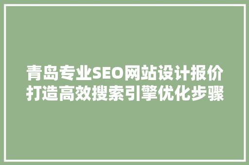 青岛专业SEO网站设计报价打造高效搜索引擎优化步骤 百度SEO