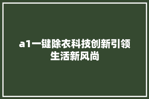 a1一键除衣科技创新引领生活新风尚 神马SEO
