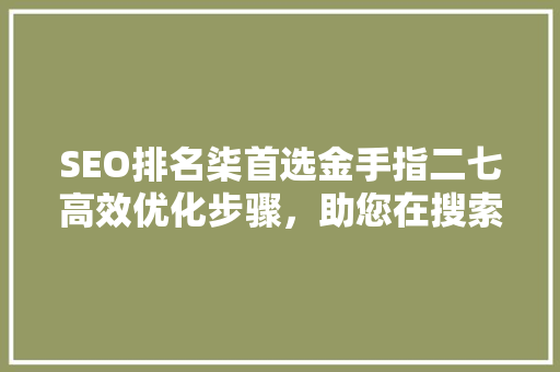 SEO排名柒首选金手指二七高效优化步骤，助您在搜索引擎中脱颖而出 GoogleSEO