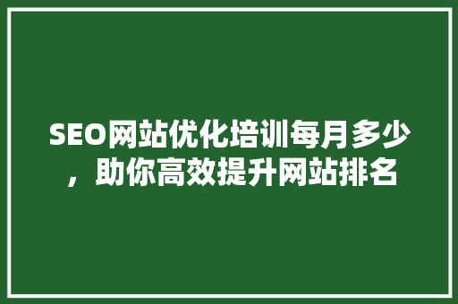 SEO网站优化培训每月多少，助你高效提升网站排名