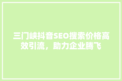 三门峡抖音SEO搜索价格高效引流，助力企业腾飞 搜狗SEO