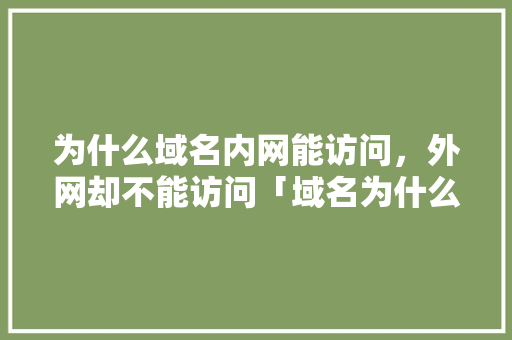 为什么域名内网能访问，外网却不能访问「域名为什么打不开网页链接」 为什么域名内网能访问，外网却不能访问「域名为什么打不开网页链接」 GoogleSEO