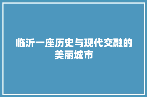 临沂一座历史与现代交融的美丽城市 百度SEO