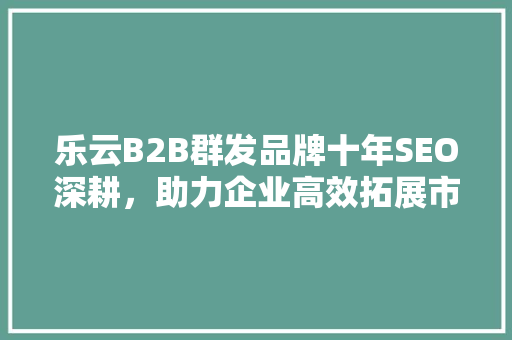 乐云B2B群发品牌十年SEO深耕，助力企业高效拓展市场 搜狗SEO