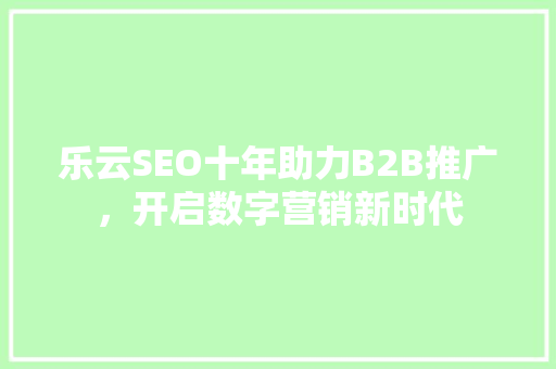 乐云SEO十年助力B2B推广，开启数字营销新时代