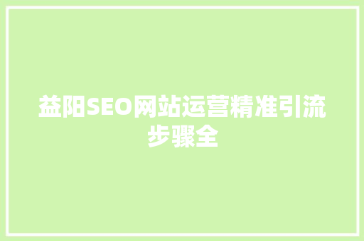 益阳SEO网站运营精准引流步骤全 GoogleSEO