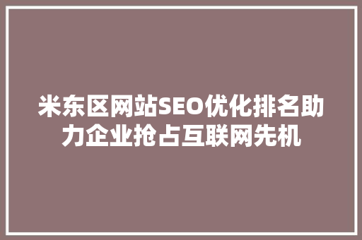 米东区网站SEO优化排名助力企业抢占互联网先机