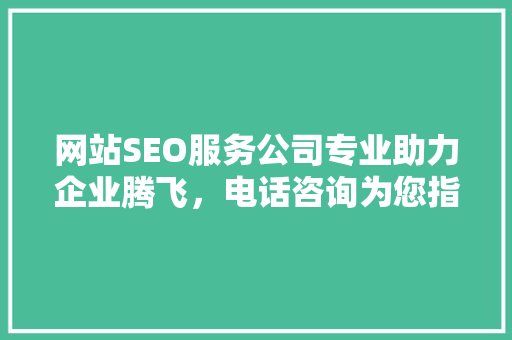 网站SEO服务公司专业助力企业腾飞，电话咨询为您指路 神马SEO