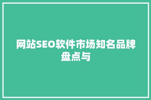 网站SEO软件市场知名品牌盘点与 神马SEO