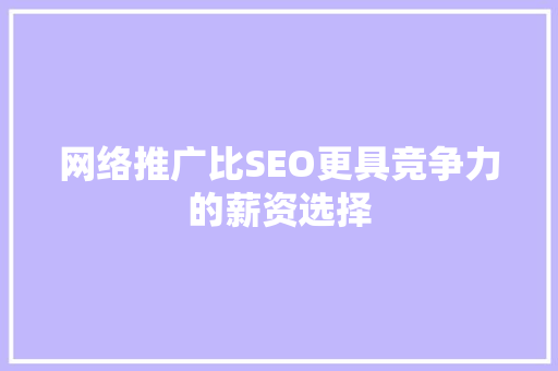 网络推广比SEO更具竞争力的薪资选择 GoogleSEO