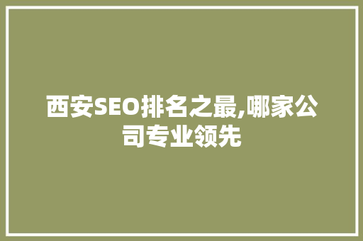 西安SEO排名之最,哪家公司专业领先 必应SEO