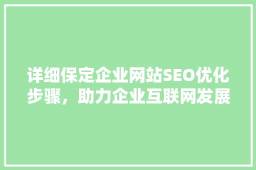 详细保定企业网站SEO优化步骤，助力企业互联网发展 神马SEO