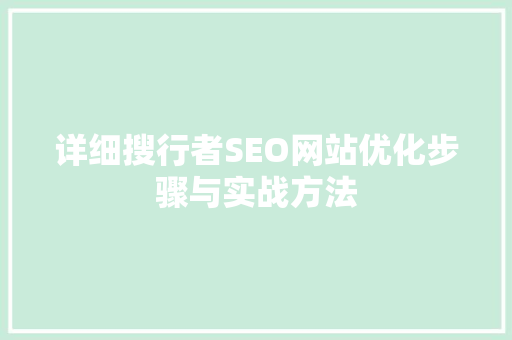 详细搜行者SEO网站优化步骤与实战方法 必应SEO