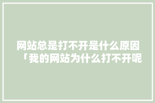 网站总是打不开是什么原因「我的网站为什么打不开呢」 网站总是打不开是什么原因「我的网站为什么打不开呢」 百度SEO