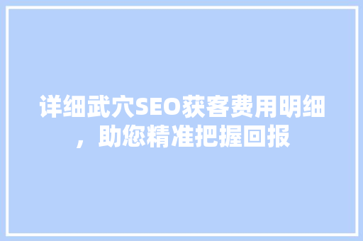 详细武穴SEO获客费用明细，助您精准把握回报 必应SEO