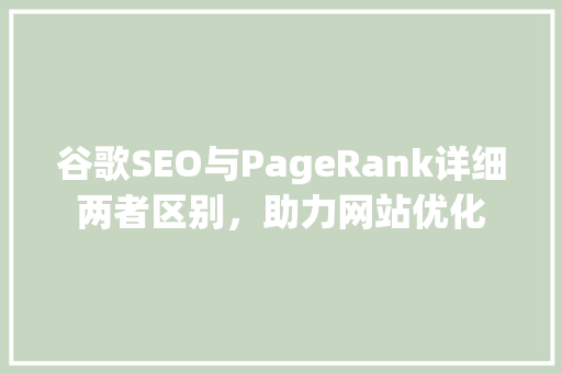 谷歌SEO与PageRank详细两者区别，助力网站优化 必应SEO